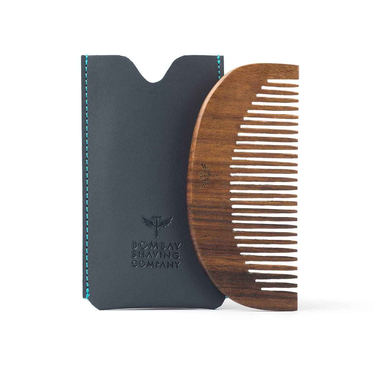 Buy Bombay Shaving Company Beard Comb (Pocket Size) | Made with Sheesham Wood | Free Faux Leather Pouch 200 gm - Purplle