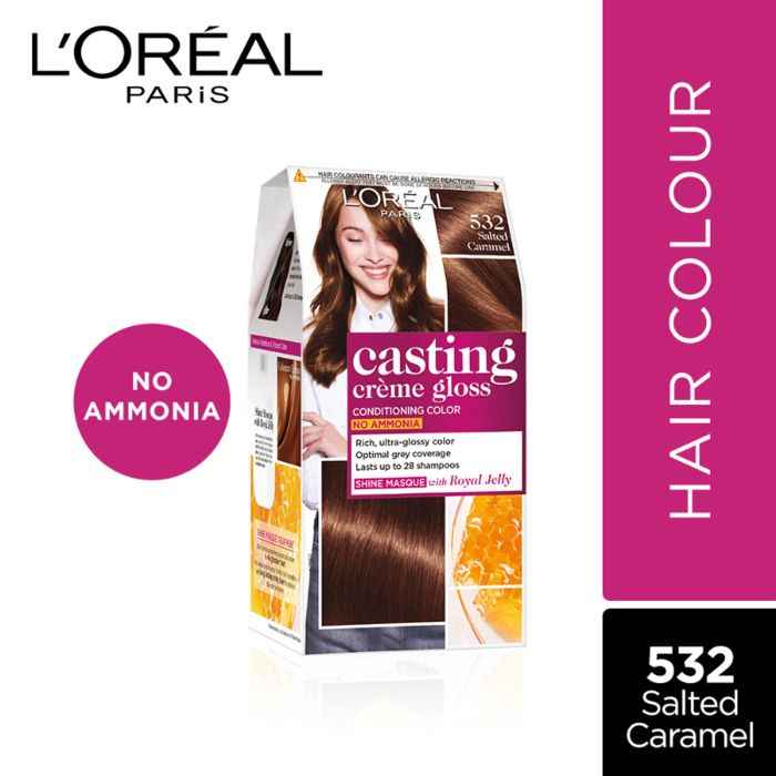 Buy L'Oreal Paris Casting Creme Gloss Hair Color, 532 Salted Caramel (87.5 g + 72 ml) - Purplle