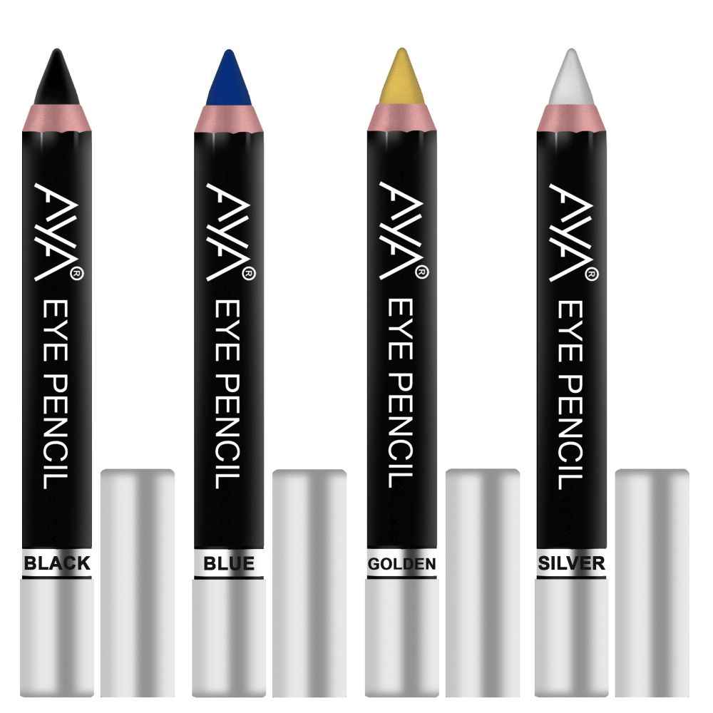 Buy AYA Eye Kajal Pencil (Set of 4) - Black, Blue, Golden, Silver - Purplle