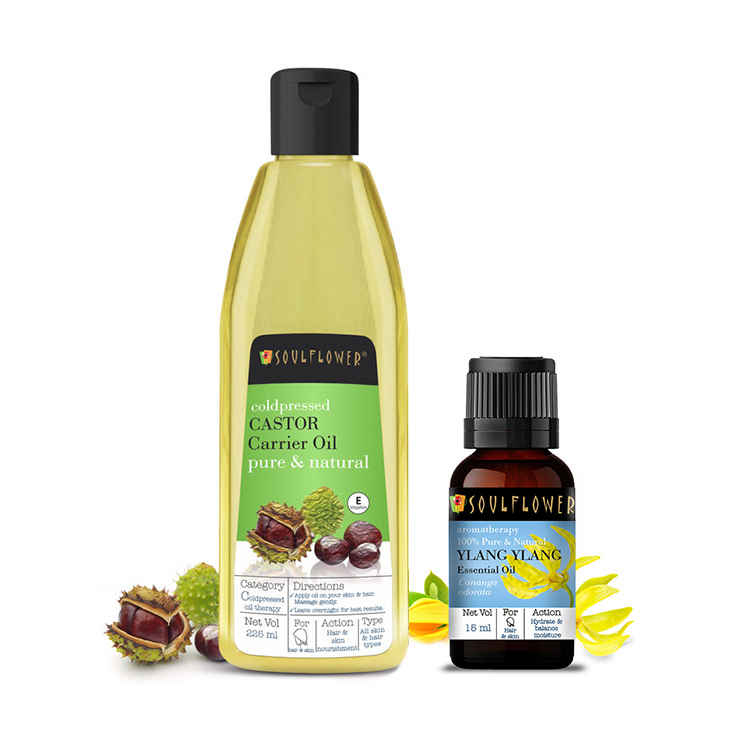 Buy Soulflower Argan Oil, Castor Oil & Ylang Ylang Essential Oil Pure & Natural for Normal Skin Combo Combo of 2 - Purplle