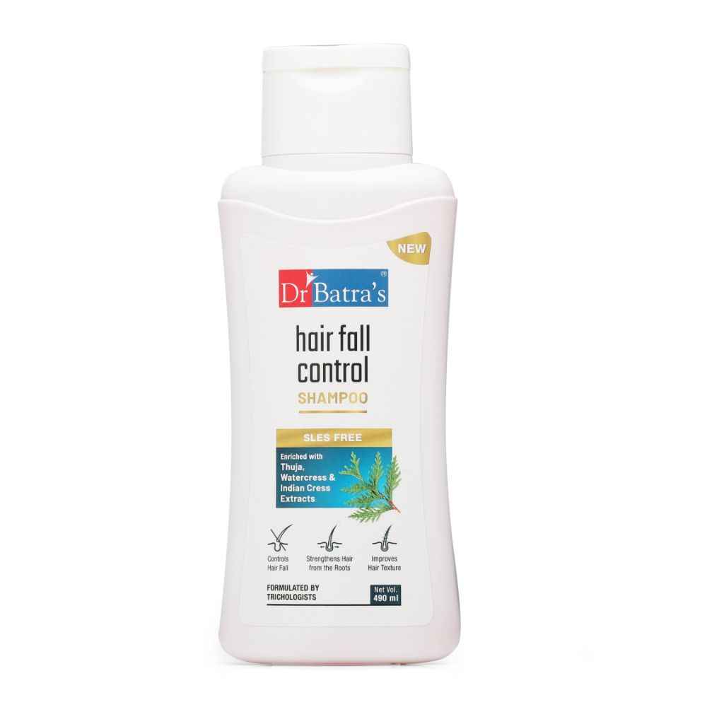 Buy Dr Batra's Hair Fall Control Shampoo Enriched With Watercress, Indian Cress extract and Thuja - 490 ml - Purplle