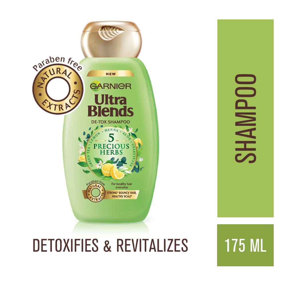 Buy Garnier Ultra Blends Shampoo, 5 Precious Herbs (175 ml) - Purplle