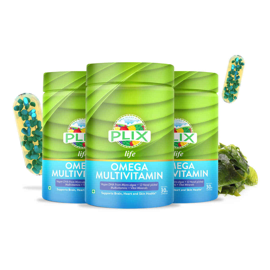 Buy PLIX Life Omega 3 Multivitamins for Daily Well-being, Pack of 3 - Purplle
