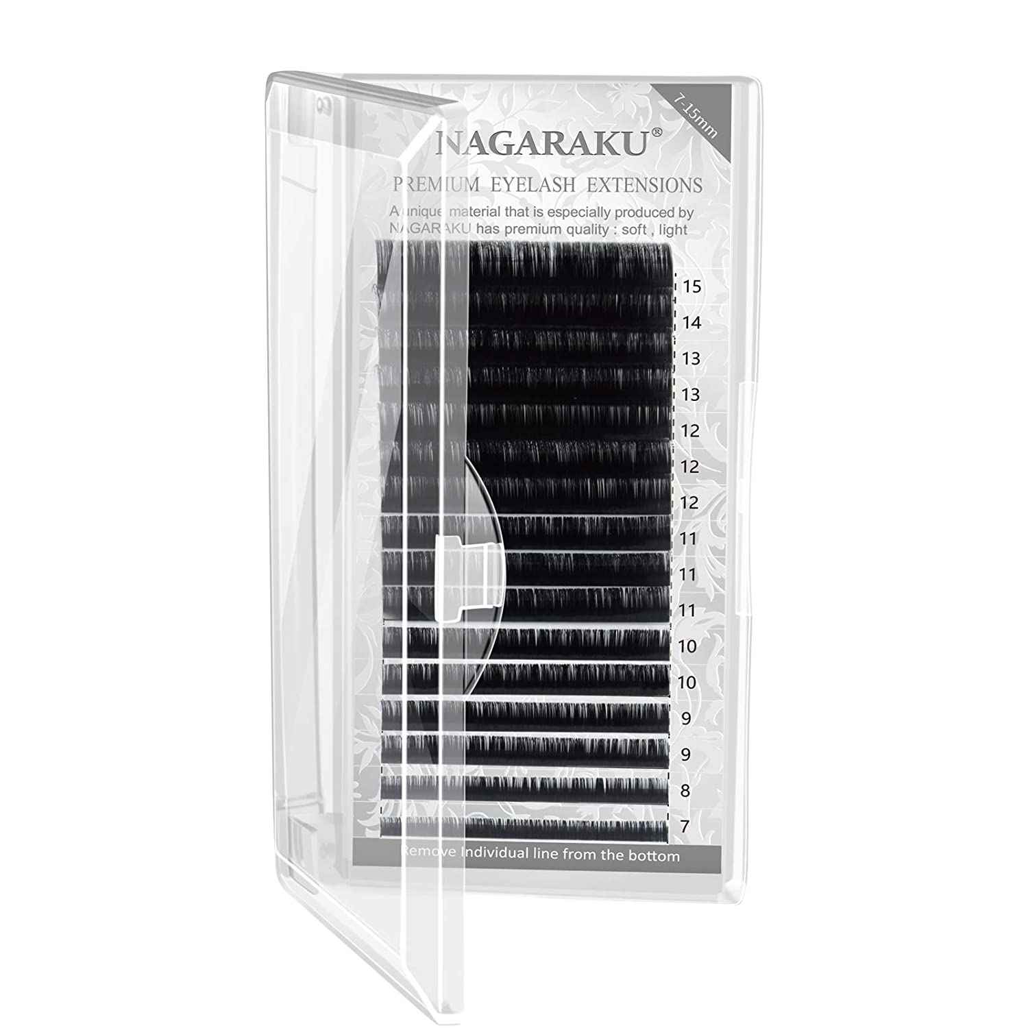 Buy NAGARAKU Eyelash Extensions Individual Lashes 0.12mm N curl 7-15mm Mix Tray Classic Mega Volume Matte Black Soft Natural 16 rows (MIX-0.12 N) - Purplle