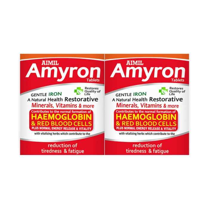 Buy AIMIL Amyron Multivitamins Tablet for Men & Women with 34 Ingredients for All Age| Reduce Tiredness & Fatigue | Improves Haemoglobin Level - 30 Tablets (Pack of 2) - Purplle