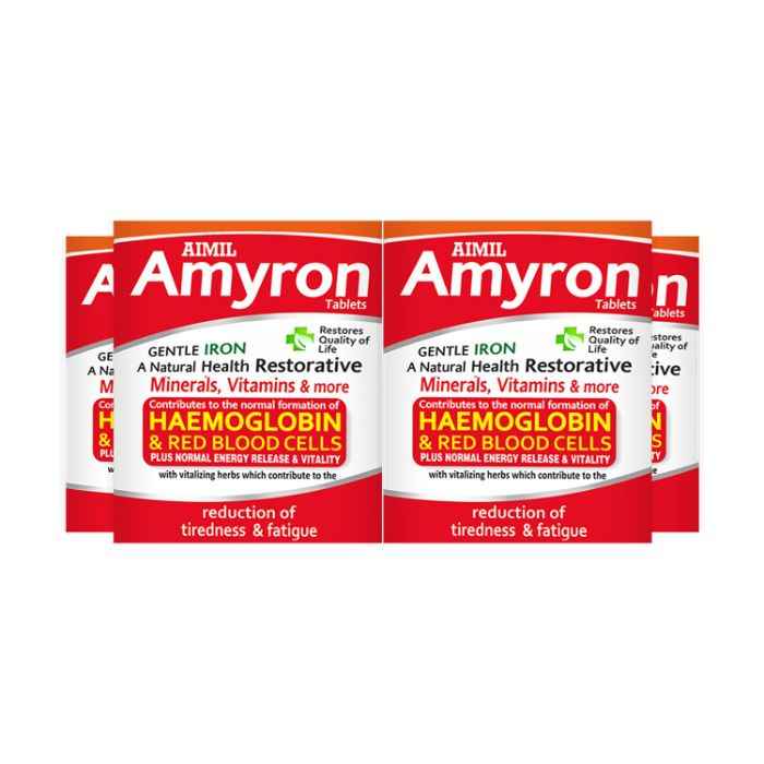 Buy AIMIL Amyron Multivitamins Tablet for Men & Women with 34 Ingredients for All Age| Reduce Tiredness & Fatigue | Improves Haemoglobin Level - 30 Tablets (Pack of 4) - Purplle