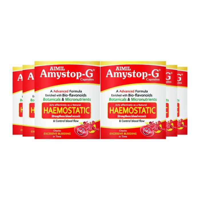 Buy AIMIL Amystop-G Capsules Natural Iron & Other Supplement for Women |Strengthens Blood Vessels & Control Blood Flow - 20 Capsules (Pack of 6) - Purplle