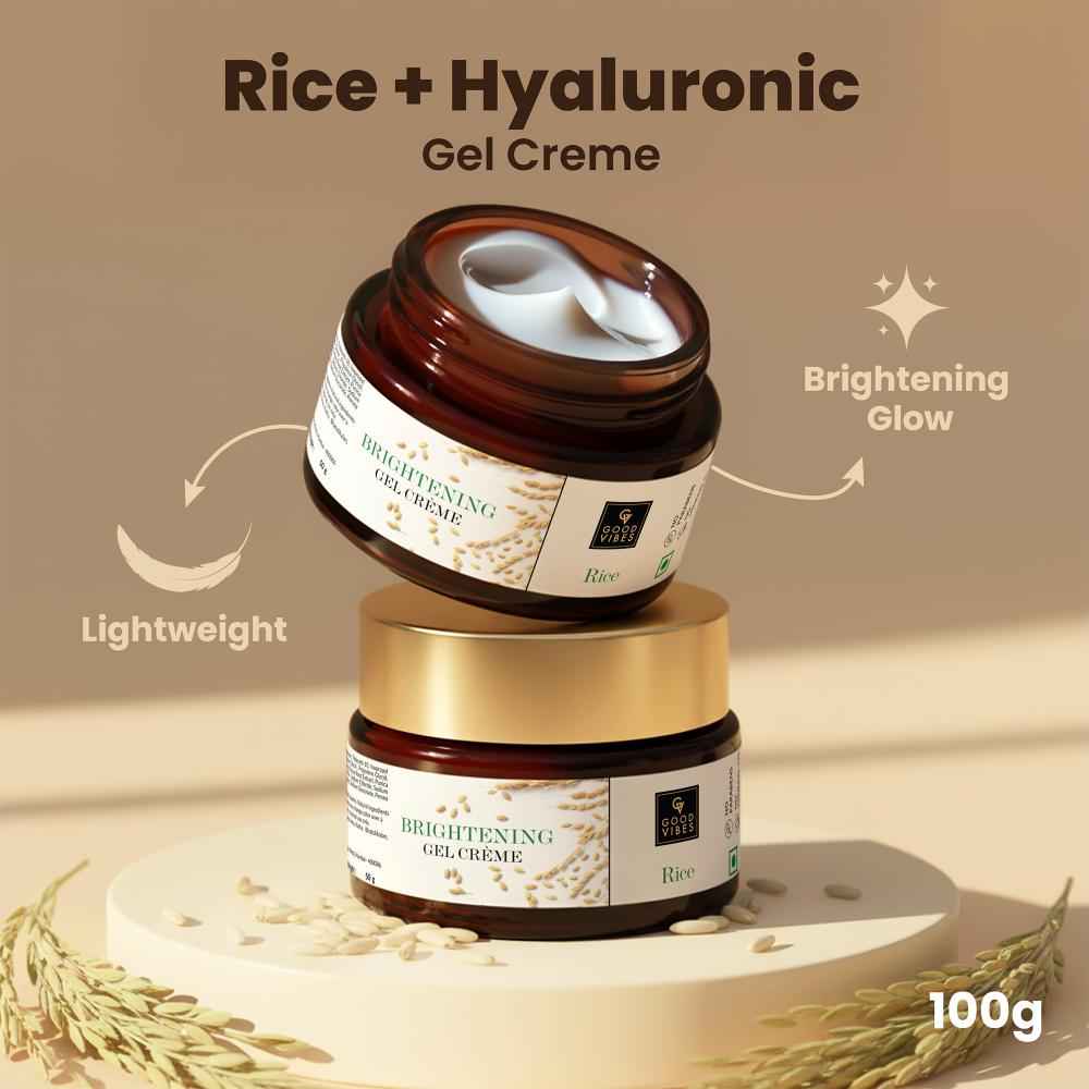 Buy Good Vibes Rice Brightening Gel Creme | Glass skin, Korean skin, Rice water (50 gm) - Purplle