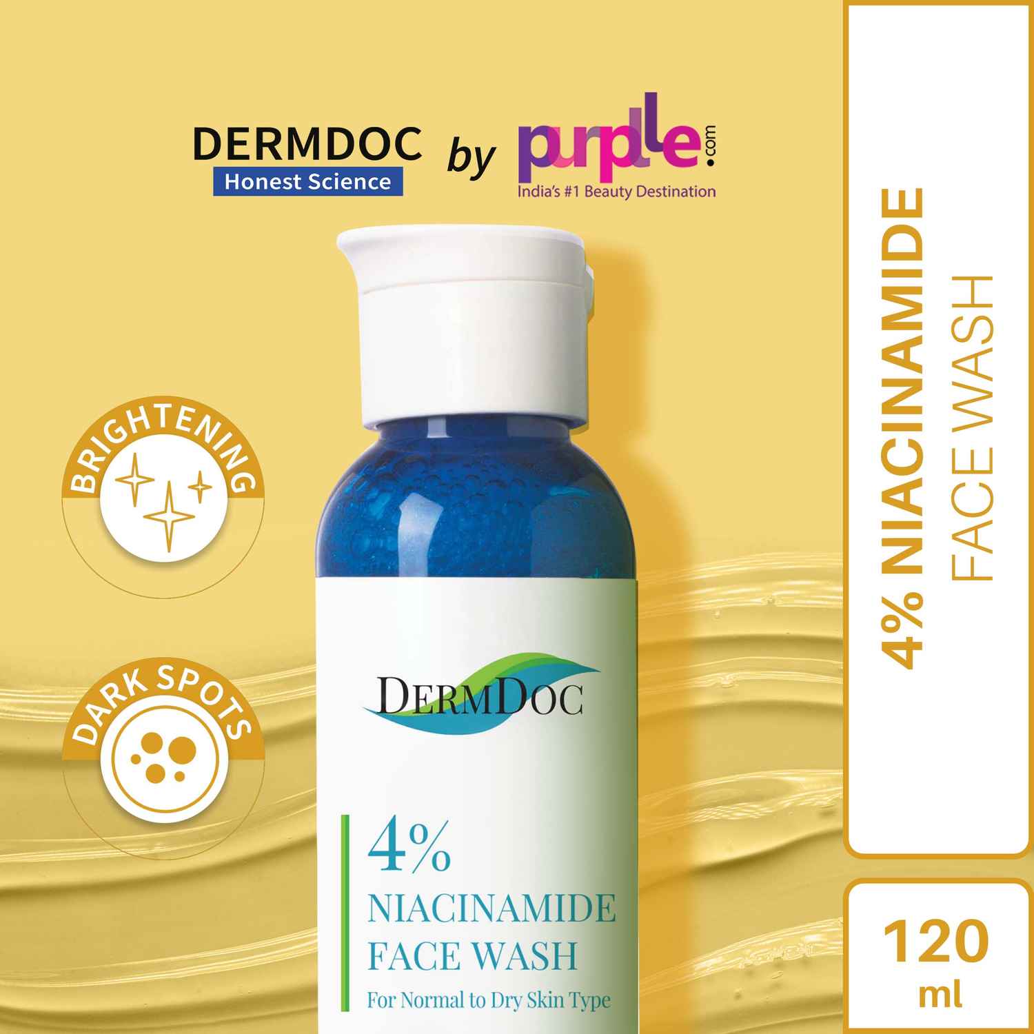 Buy DermDoc by Purplle 4% Niacinamide Face Wash (120ml) | face wash for dry skin | oil free face wash | dry skin face wash - Purplle