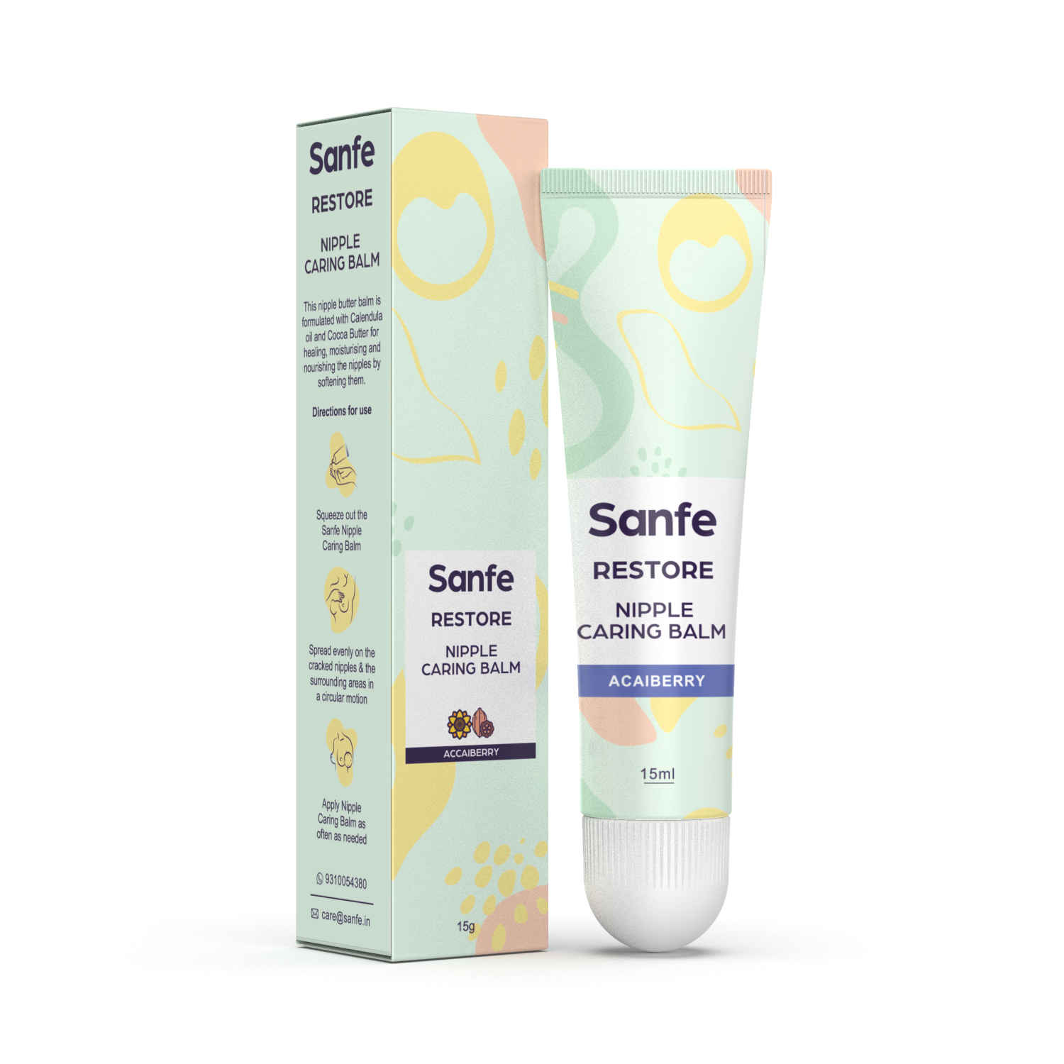 Buy Sanfe Breast Nipple Caring balm For New Mothers - 15gm with Acai Berry & Calendula Oil | Heals Cracked and Flaky Nipples - Purplle