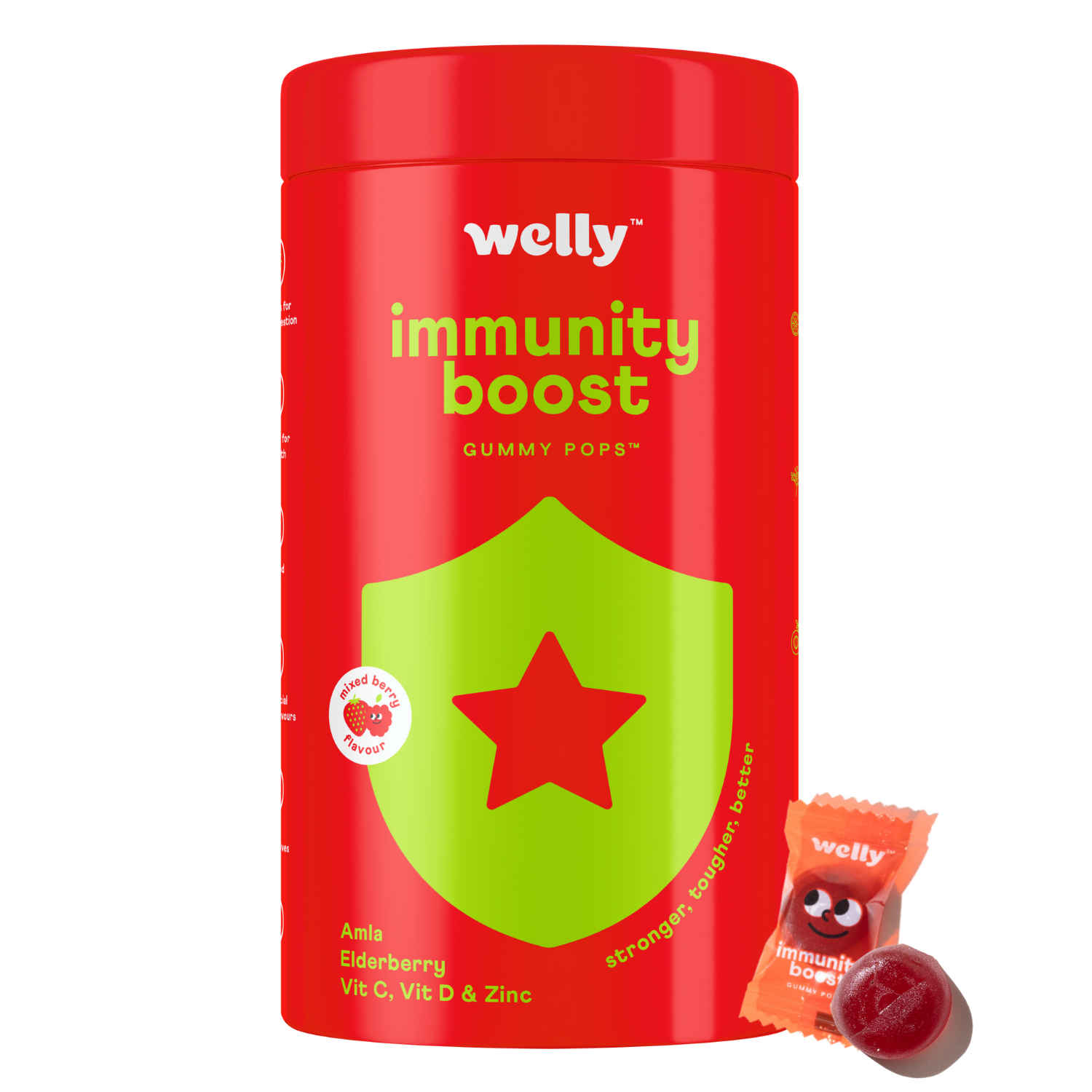 Buy Welly Immunity Boost Gummies with Amla, Vitamin C, D, A, Zinc, Elderberry - Purplle