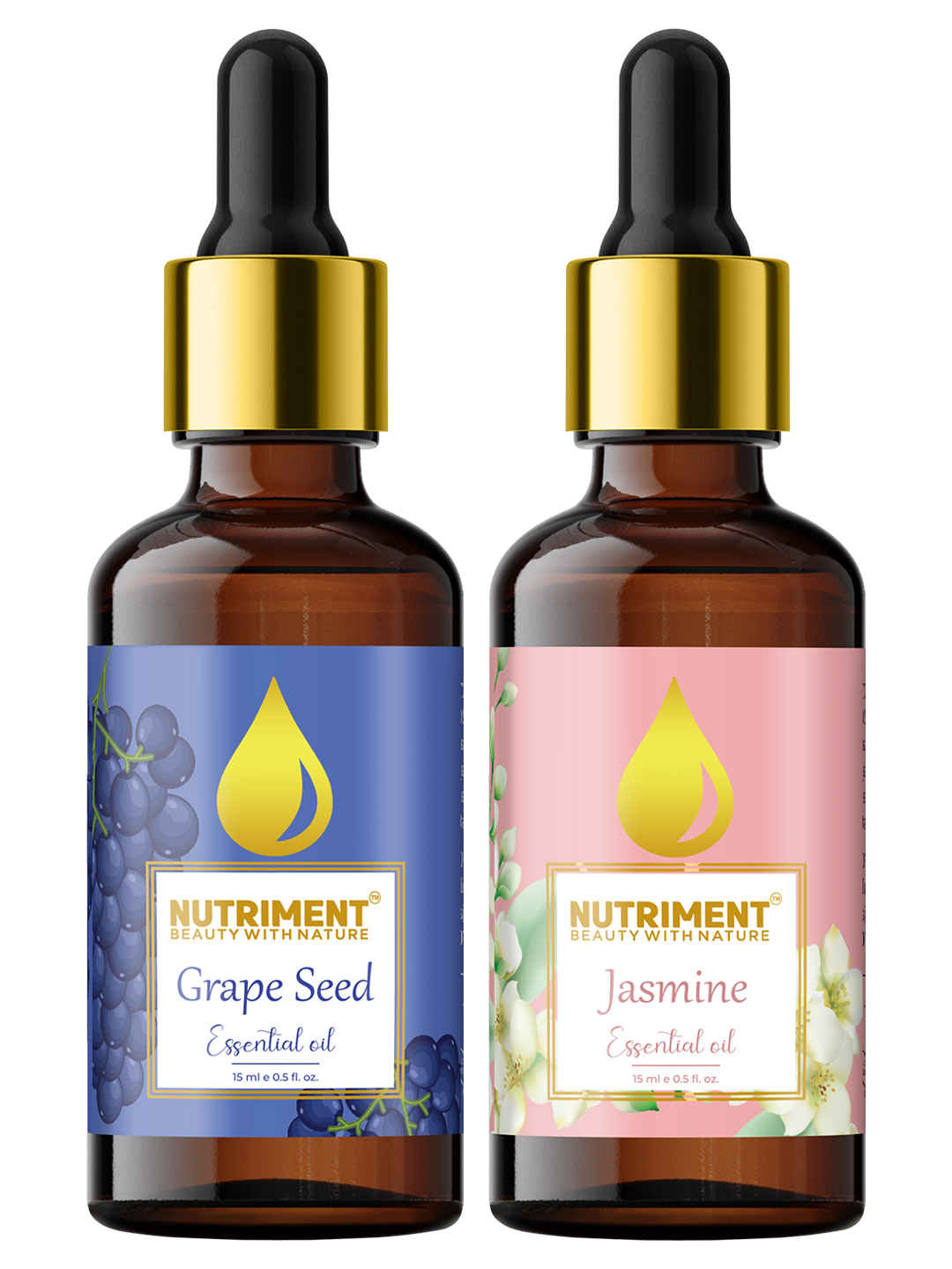 Buy Nutriment Jasmine & Grape Seed Essential Oil, 15ml each (Combo of 2) - Purplle