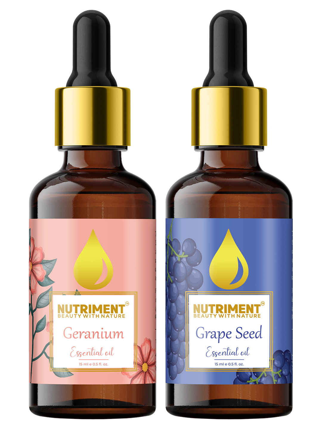 Buy Nutriment Grape Seed & Geranium Essential Oil, 15ml each (Combo of 2) - Purplle