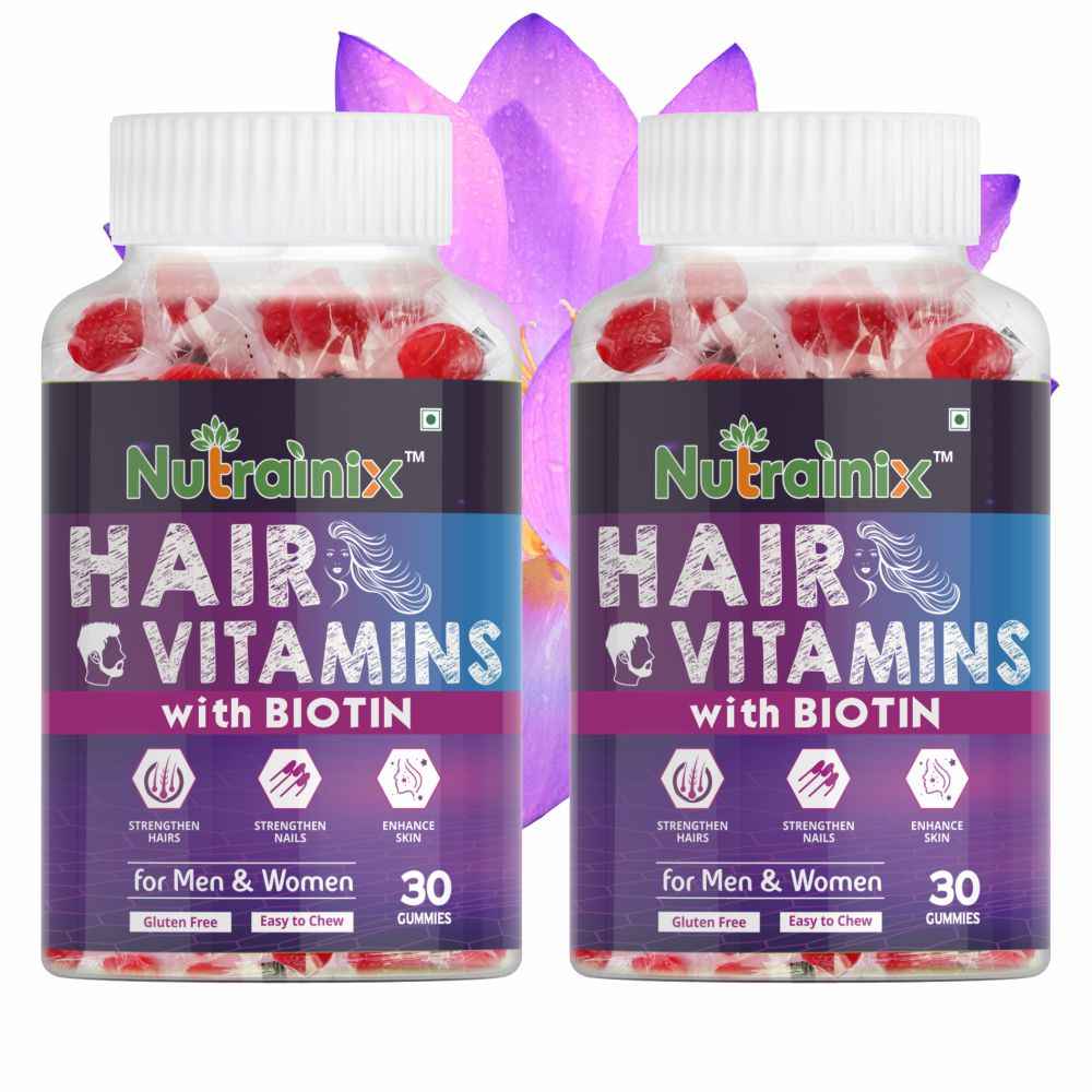 Buy Nutrainix Hair Vitamins Gummy with Biotin 10000mcg - 60 Veg Gummies - Purplle