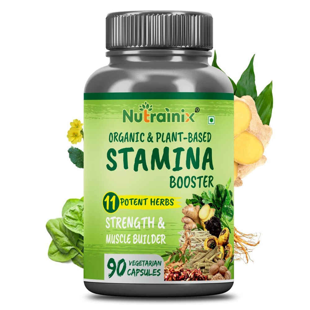 Buy Nutrainix Organic & Plant-Based Stamina Booster with 11 Potent Herbs for Strength, Endurance & Stamina - 90 Vegetarian Capsules - Purplle