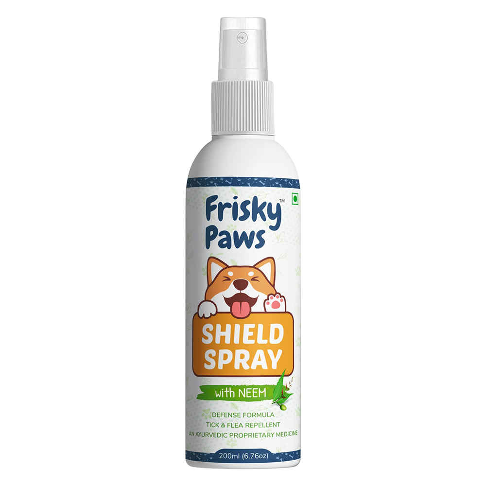 Buy Frisky Paws Neem Shield Ticks & Fleas Spray | Treatment and Repellent Spray for Dogs, Puppies, Cats of All Breeds with Neem & Aloe Vera - 200ml - Purplle