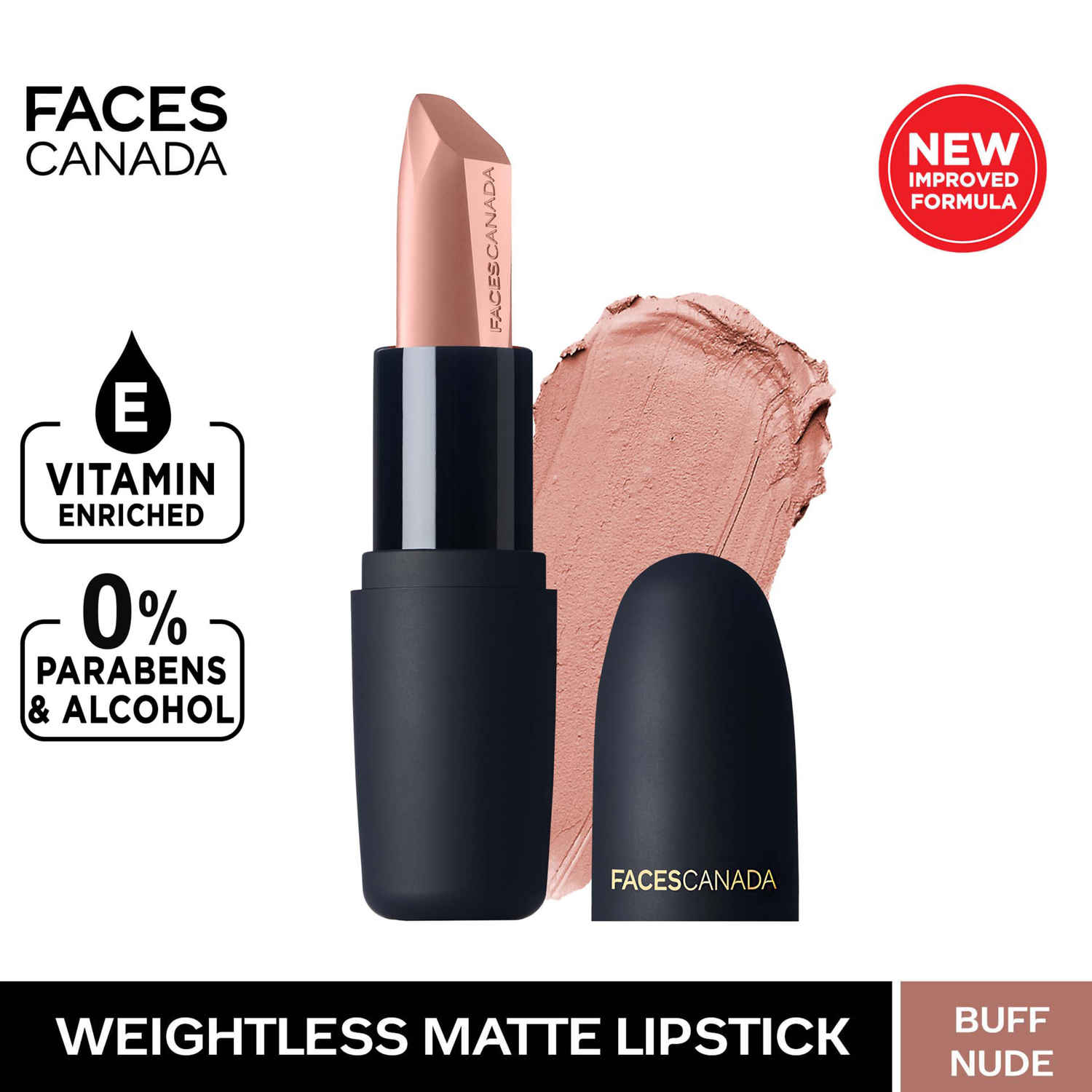 Buy Faces Canada Weightless Matte Lipstick |Jojoba and Almond Oil | Highly pigmented | Smooth One Stroke Color | Keeps Lips Moisturized | Buff Nude 4.5 gm - Purplle