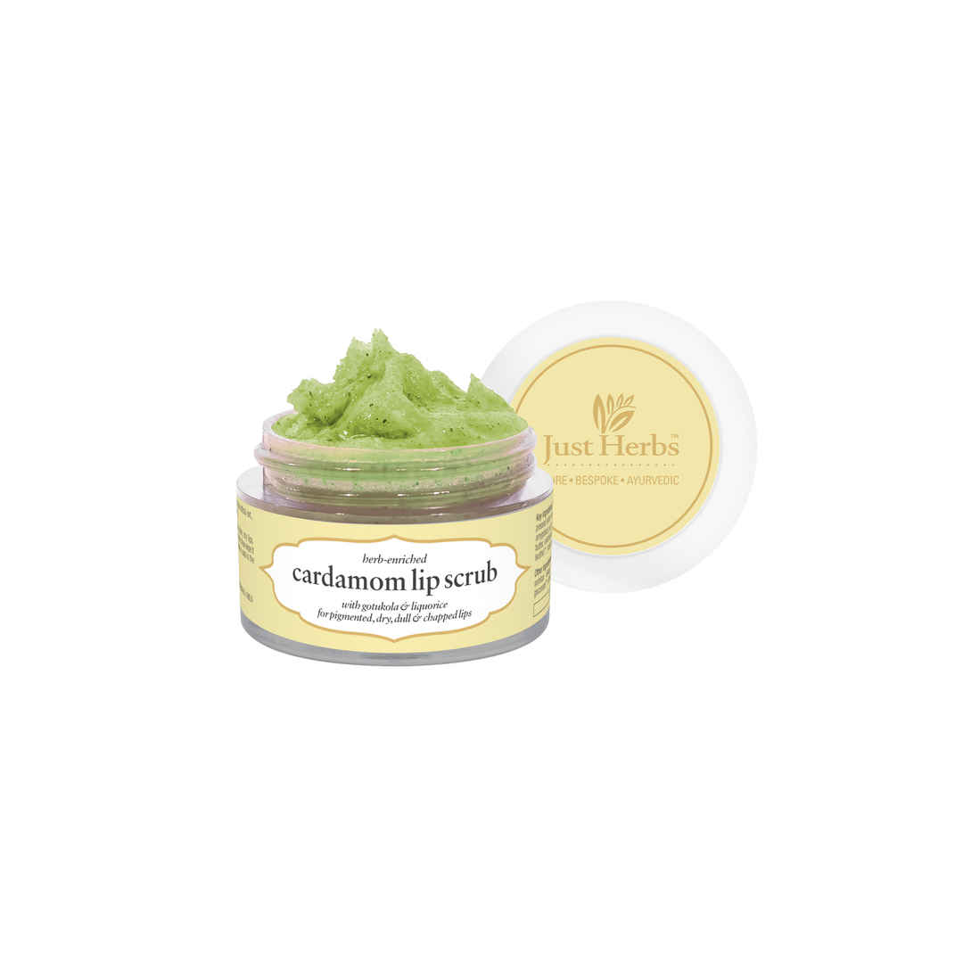 Buy Just Herbs Ayurvedic & Vegan Cardamom Lip Scrub for Chapped, Pi gmented & Dark lips, 15 gm - Purplle