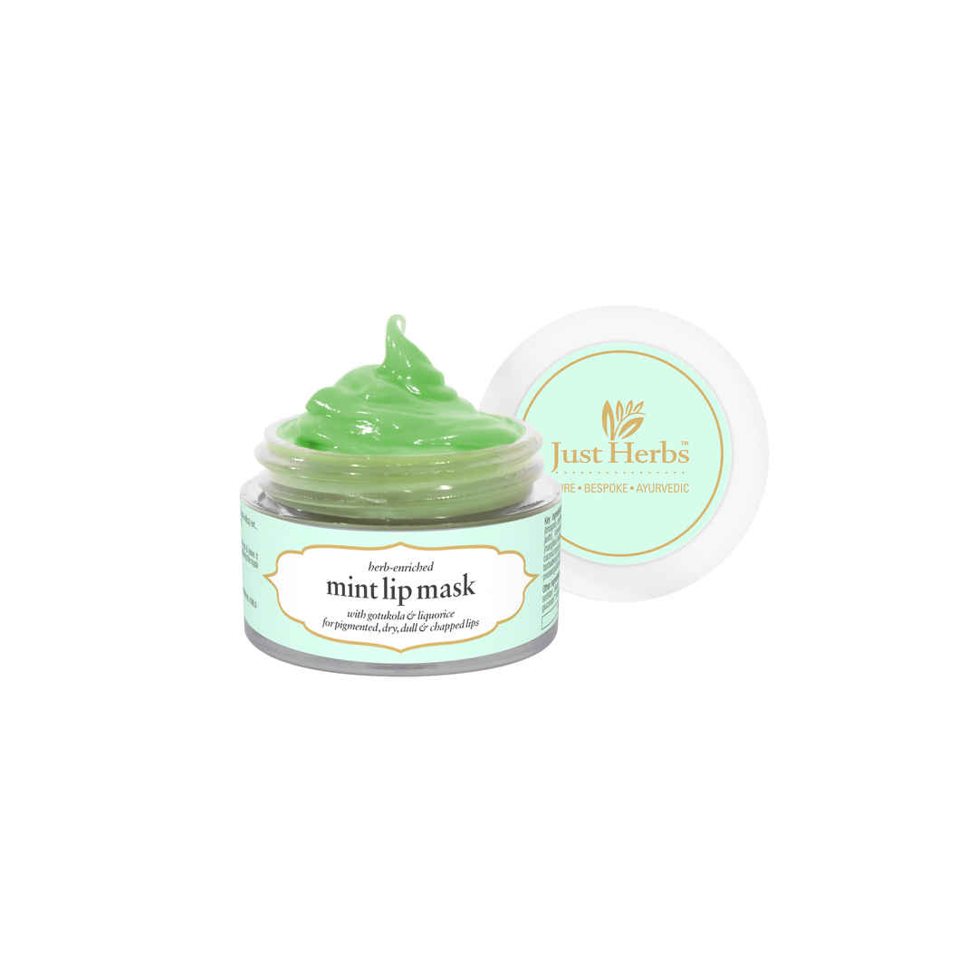 Buy Just Herbs Ayurvedic & Vegan Mint Lip Mask for Chapped, Pi gmented & Dark lips, 15 gm - Purplle