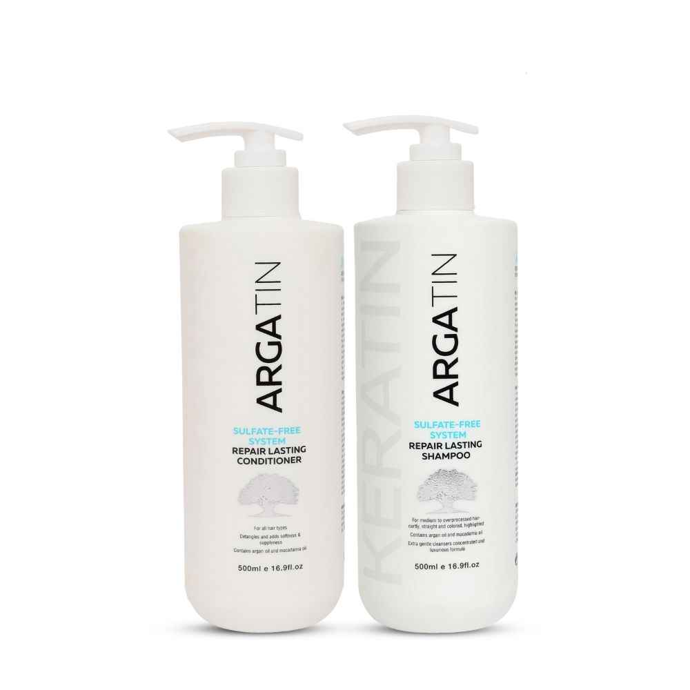 Buy ARGATIN Keratin Repair Lasting Shampoo 500ml and Conditioner 500ml Combo Pack - Sulphate free for Dry and Damaged Hair | Daily Use - Purplle