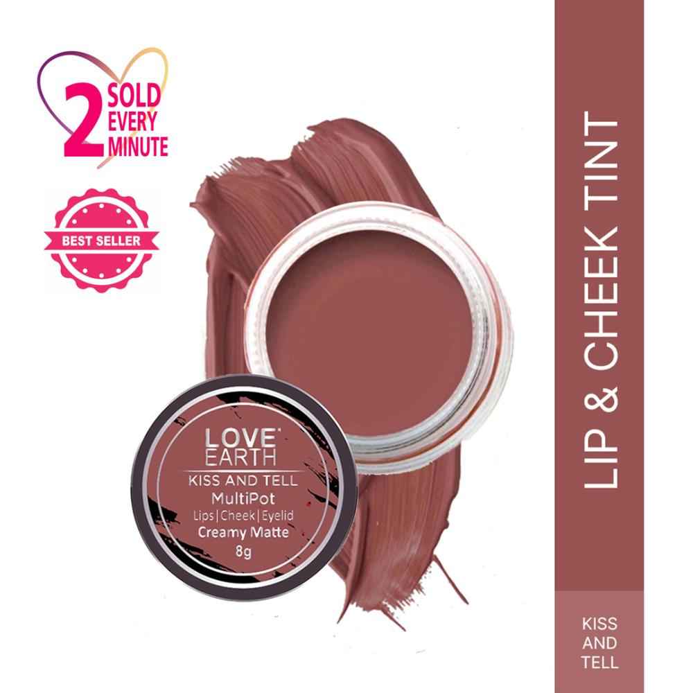 Buy Love Earth Lip Tint & Cheek Tint Multipot-Kiss And Tell With Jojoba Oils And Vitamin E For Lips, Eyelids & Cheeks - 8 gm - Purplle