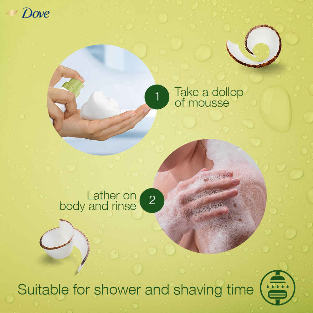 Buy Dove Shower and Shaving Mousse With Coconut Oil, Sulphate Free, 200 ml - Purplle