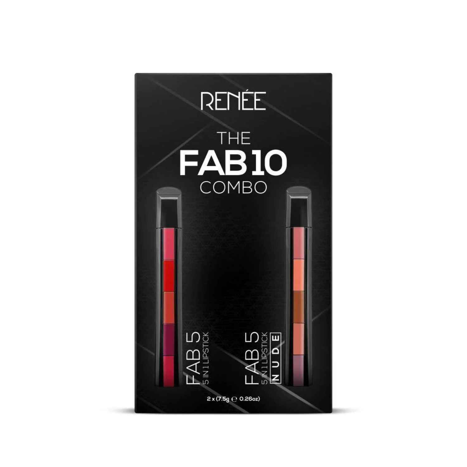 Buy RENEE Fab 10 Lipstick Combo, 7.5 gm each, Five Shades In One, Long Lasting, Matte Finish, Non Drying Formula with Intense Color Payoff, Compact & Easy to Use - Purplle