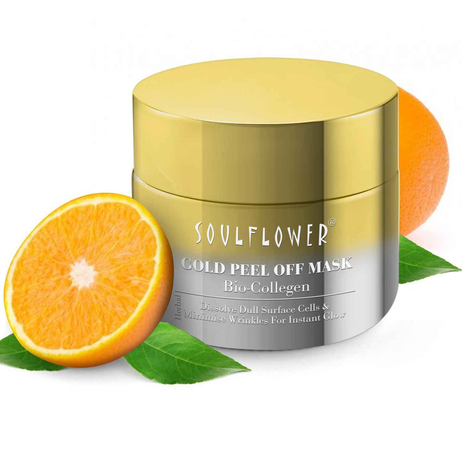 Buy Soulflower Herbal Gold Peel Off Mask with Bio Collagen and Vitamin C, Dissolve Dull Surface Cells & Minimize Wrinkles For Instant Glow, 100 gm - Purplle