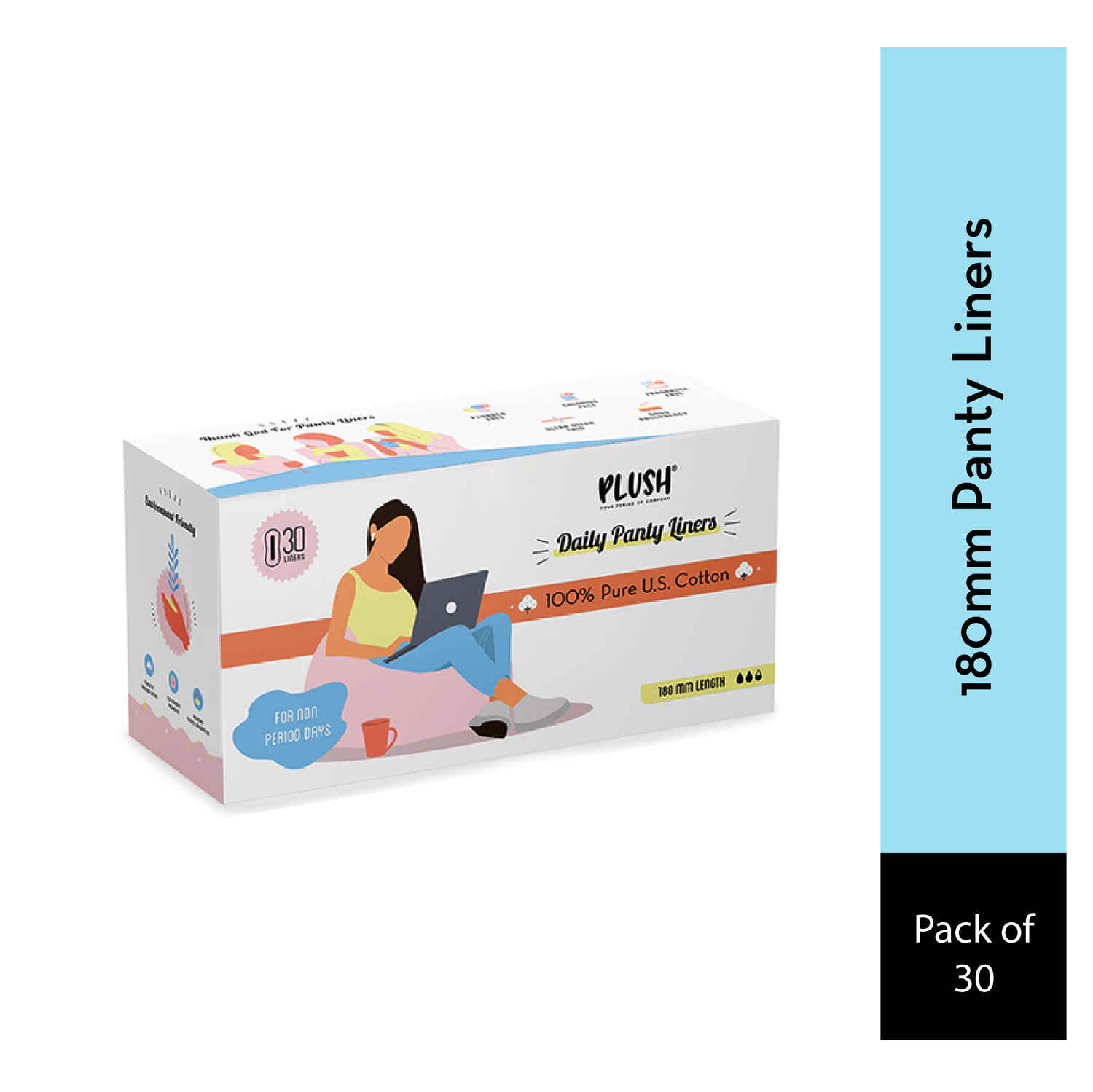 Buy Plush Large (180 mm) Daily Cotton Panty Liners - Purplle