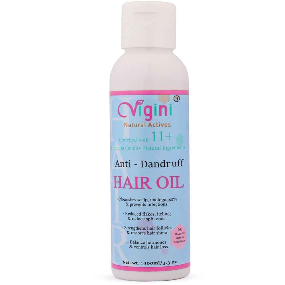 Buy Vigini Anti Dandruff Itchy Scalp Hair Care Oil Smoothening Strengthening Silky Shine Growth Vitalizer Strong Healthy Regrowth Hair Tonic Nourishment Revitalizing Control Fall Loss Thinning Treatment Men Women Brahmi,Salicylic Acid,Tea Tree Oil 100 ml - Purplle