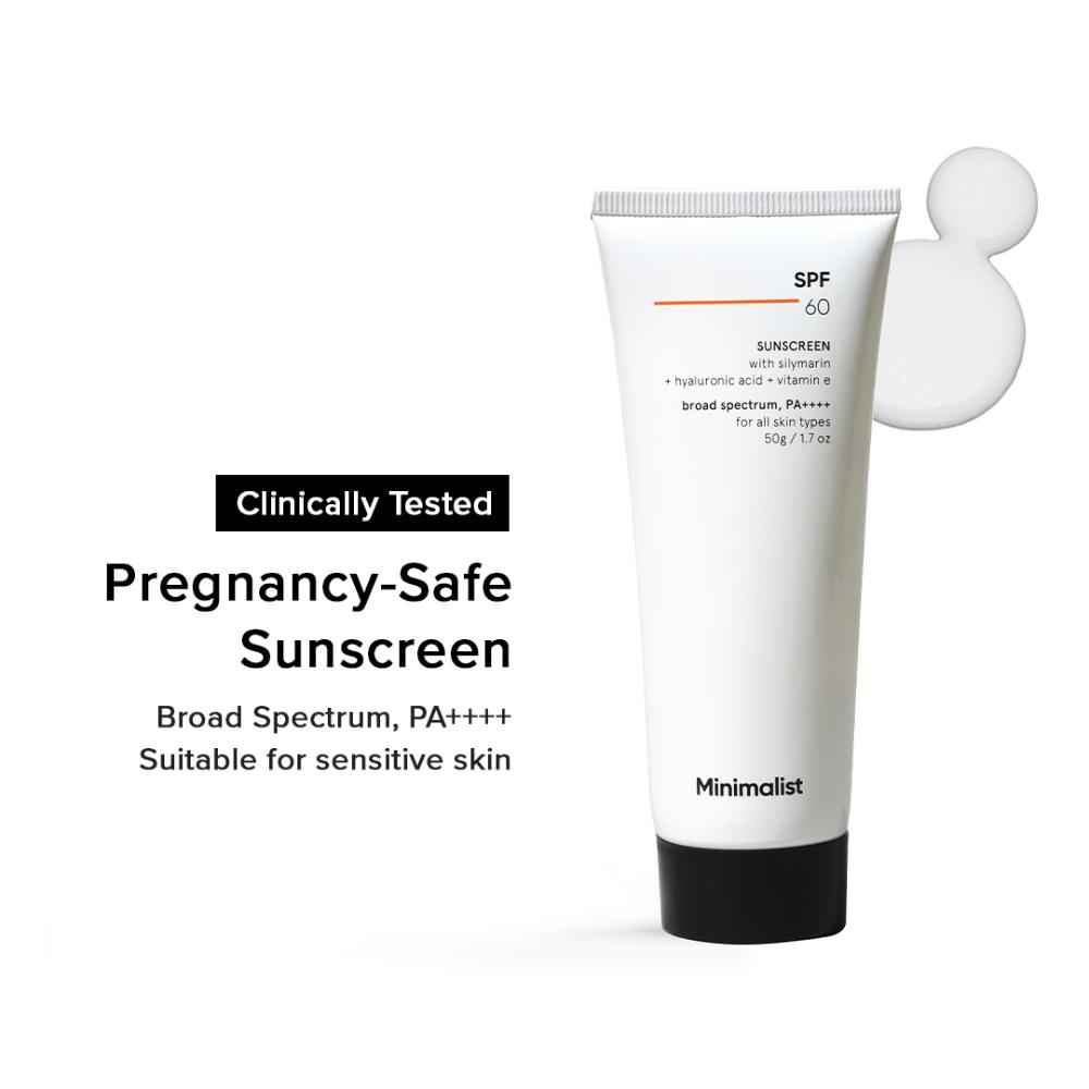 Buy Minimalist SPF 60 Sunscreen With Silymarin + Hyaluironic acid+ Vitamin e, Broad Spectrum, PA++++ (50 gm) - Purplle