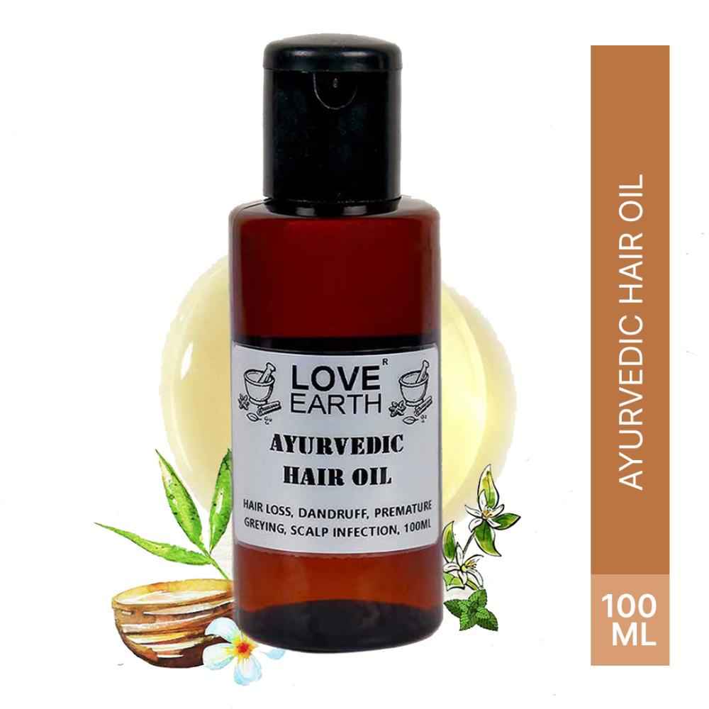 Buy Love Earth Ayurvedic Hair Oil With Brahmi, Amla & Shikakai For Stronger And Shinier Hair 100ml - Purplle