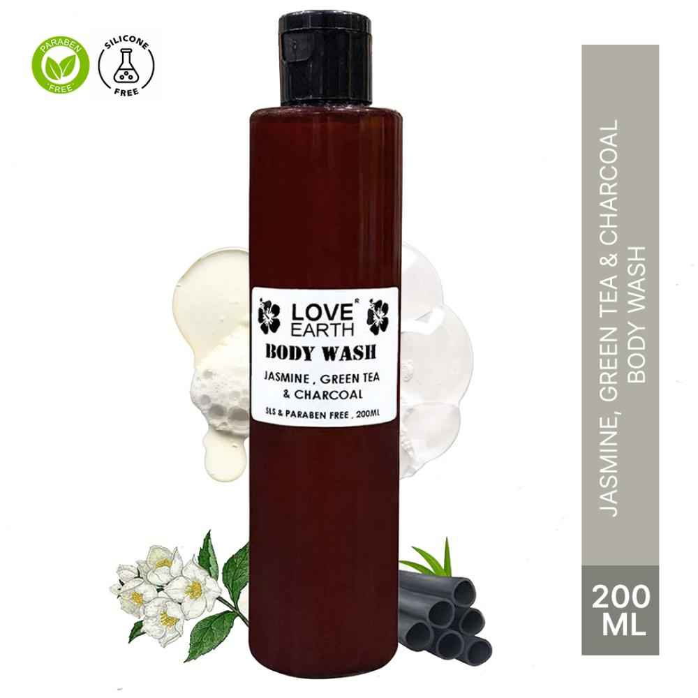 Buy Love Earth Body Wash Jasmine Green Tea And Charcoal With Aloe Vera & Tea Tree Extract For Acne, Pimples & Dry Skin 200ml - Purplle