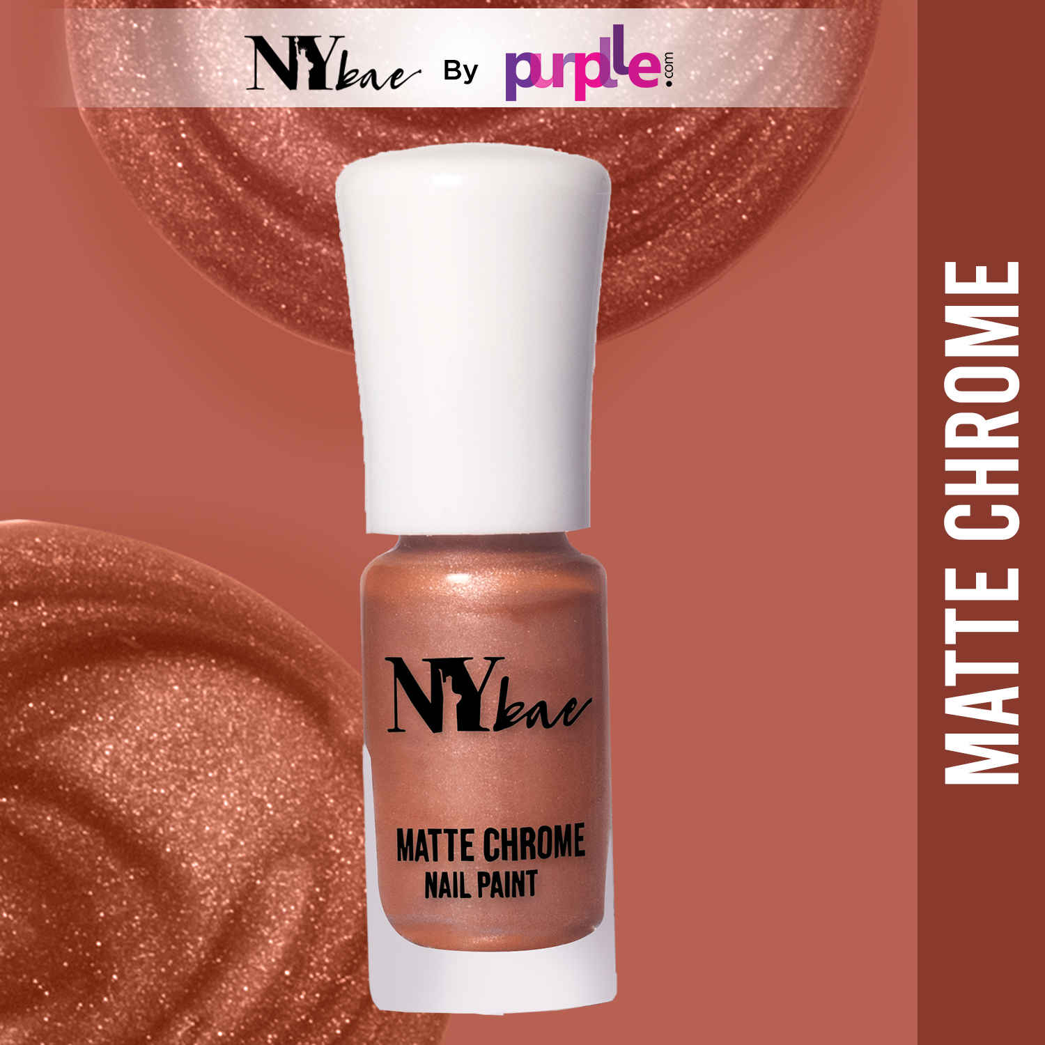 Buy NY Bae Matte Chrome Nail Paint - Peach Lace 05 (3 ml) | Peach | Rich Pigment | Chip-proof | Travel Friendly | Cruelty Free - Purplle