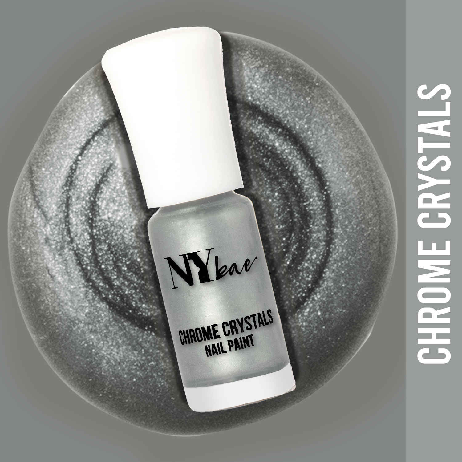 Buy NY Bae Chrome Crystals Nail Paint - Grey Moonstone 06 (3 ml) | Grey | Glossy Finish | Rich Pigment | Chip-proof | Full Coverage | Vegan - Purplle