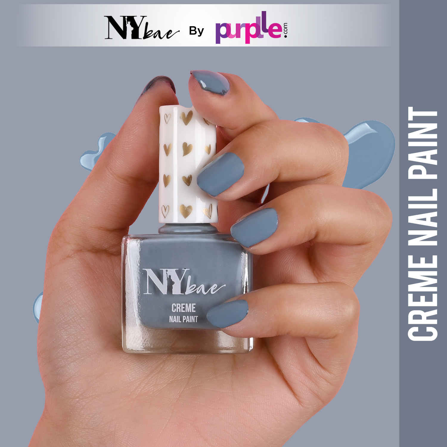 Buy NY Bae Creme Nail Paint - Stone Blue 11 (10 ml) | Blue | Rich Pigment | Chip-proof | Full Coverage | Travel Friendly | Vegan - Purplle