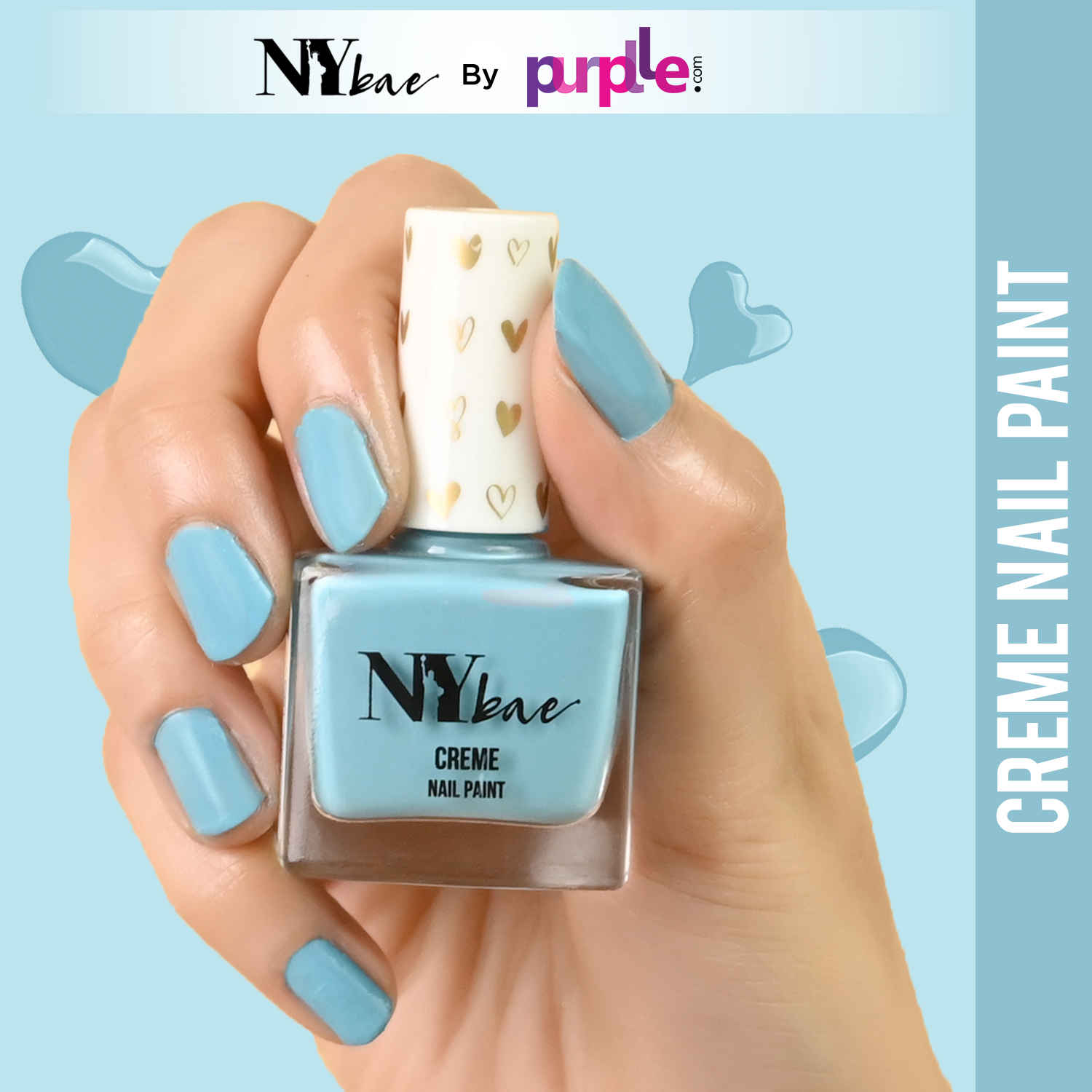 Buy NY Bae Creme Nail Paint - Azure Blue 12 (10 ml) | Blue | Rich Pigment | Chip-proof | Full Coverage | Travel Friendly | Vegan - Purplle