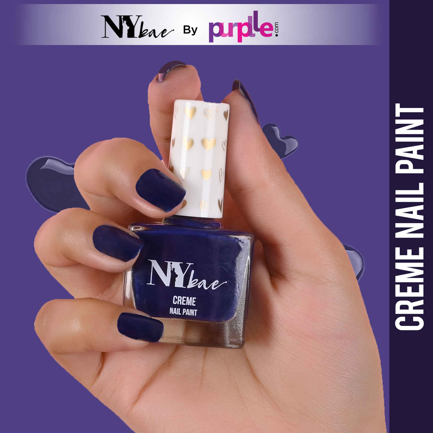 Buy NY Bae Creme Nail Paint - Midnight Blue 14 (10 ml) | Blue | Rich Pigment | Chip-proof | Full Coverage | Travel Friendly | Vegan - Purplle
