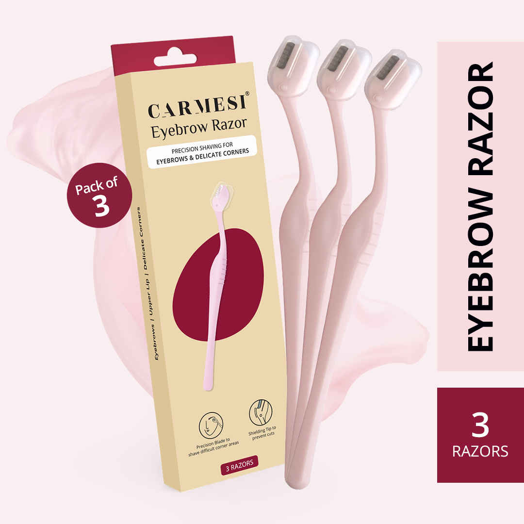 Buy Carmesi Eyebrow Razor | For Salon-Like Eyebrows | Painless Hair Removal | Eyebrows, Upper Lip, Targeted Corner Hair | 3 units - 3 Pcs - Purplle