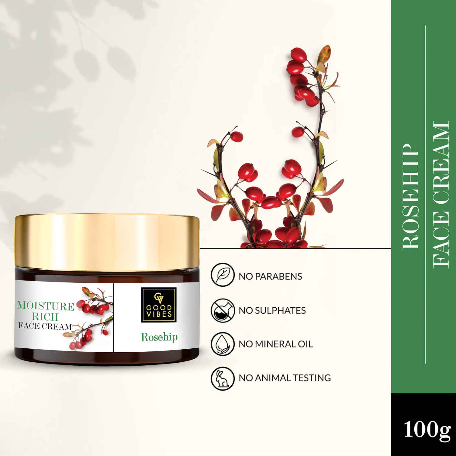 Buy Good Vibes Moisture - Rich Face Cream - Rosehip (100 gm) - Purplle