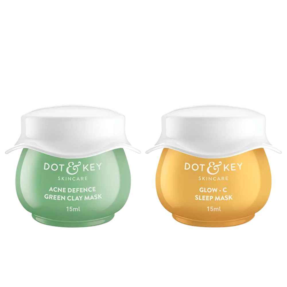 Buy Dot & Key Skin Radiance Kit with Vitamin C Glow Mask and Acne Defence Mask Pack of 2 - Purplle