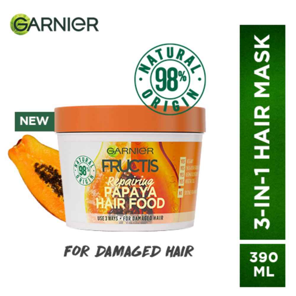 Buy Garnier Fructis Repairing Hair Mask For Dry Hair - Deep Repair Papaya Hair Food (390 ml) - Purplle