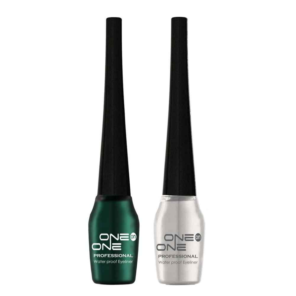 Buy ONE on ONE Waterproof Eyeliner, Set of 2 (Green and Silver) - Purplle