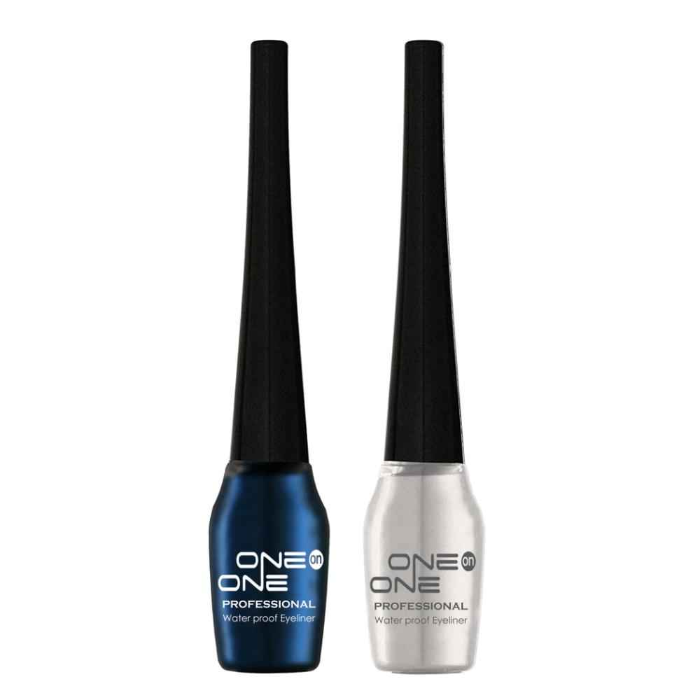 Buy ONE on ONE Waterproof Eyeliner, Set of 2 (Blue and Silver) - Purplle
