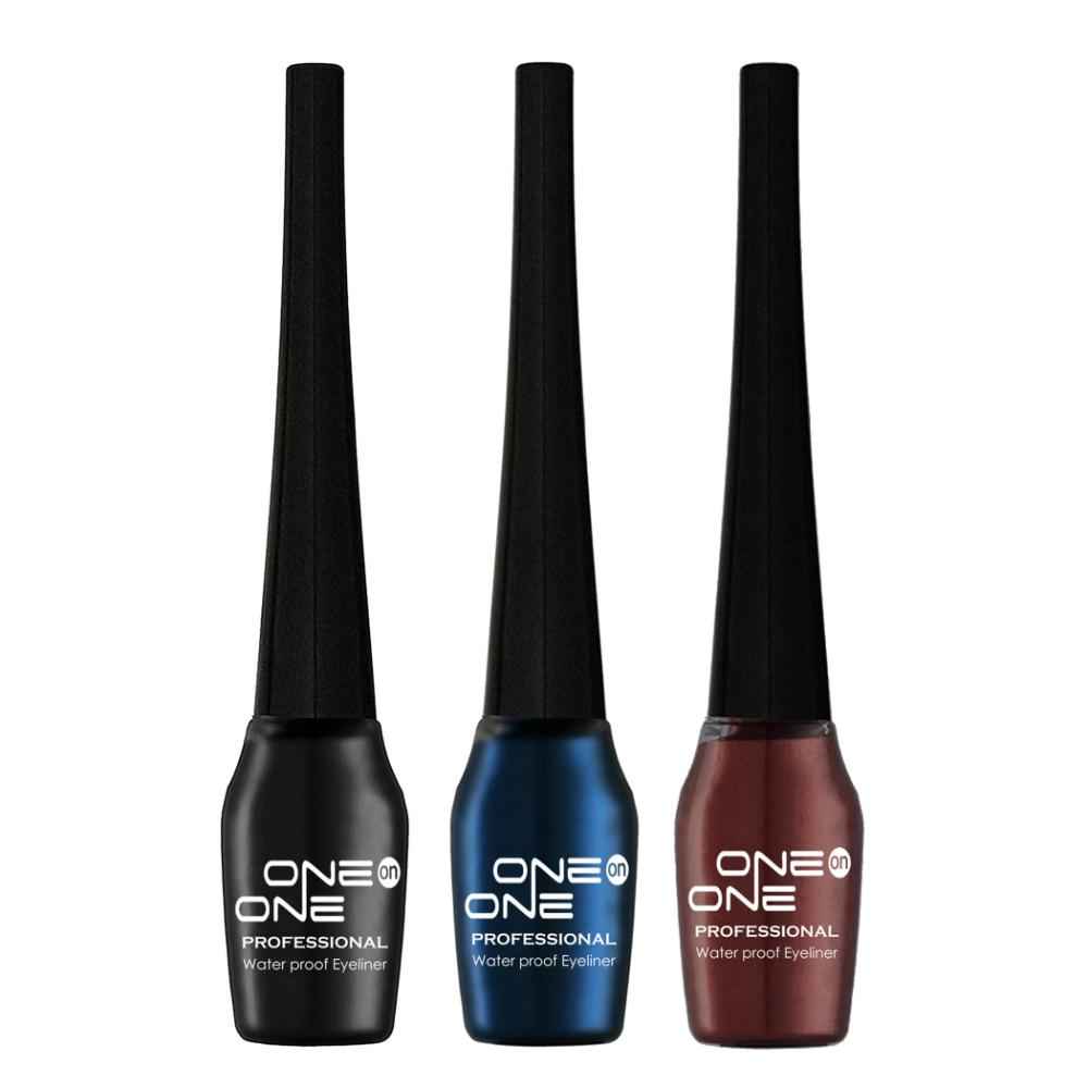 Buy ONE on ONE Waterproof Eyeliner, Set of 3 (Black, Blue, Brown) - Purplle