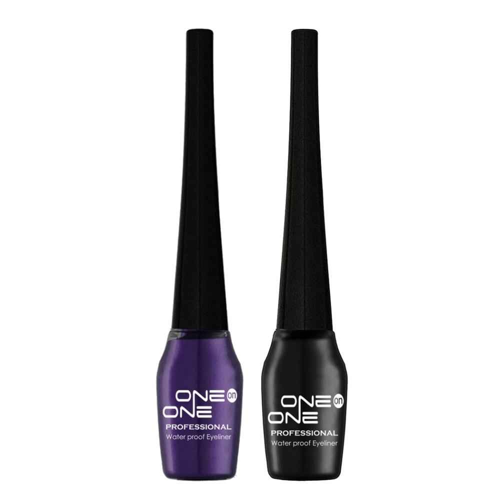 Buy ONE on ONE Waterproof Eyeliner, Set of 2 (Black and Purple) - Purplle