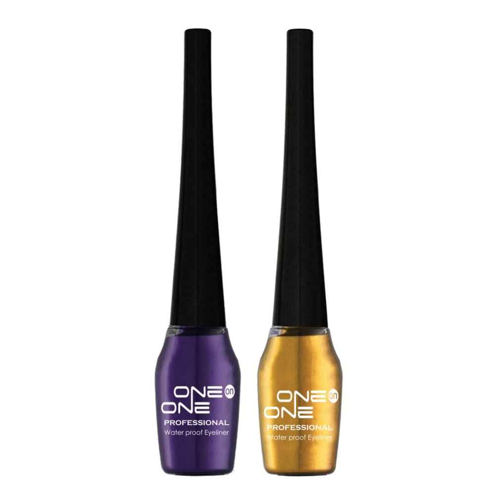 Buy ONE on ONE Waterproof Eyeliner, Set of 2 (Purple and Golden) - Purplle