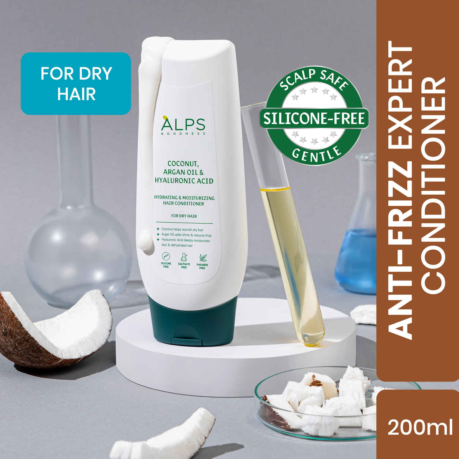 Buy Alps Goodness Coconut, Argan Oil & Hyaluronic Acid Hydrating & Moisturizing Conditioner For Dry Hair(200 ml)| No Nasties| CGM Friendly| Silicone Free - Purplle