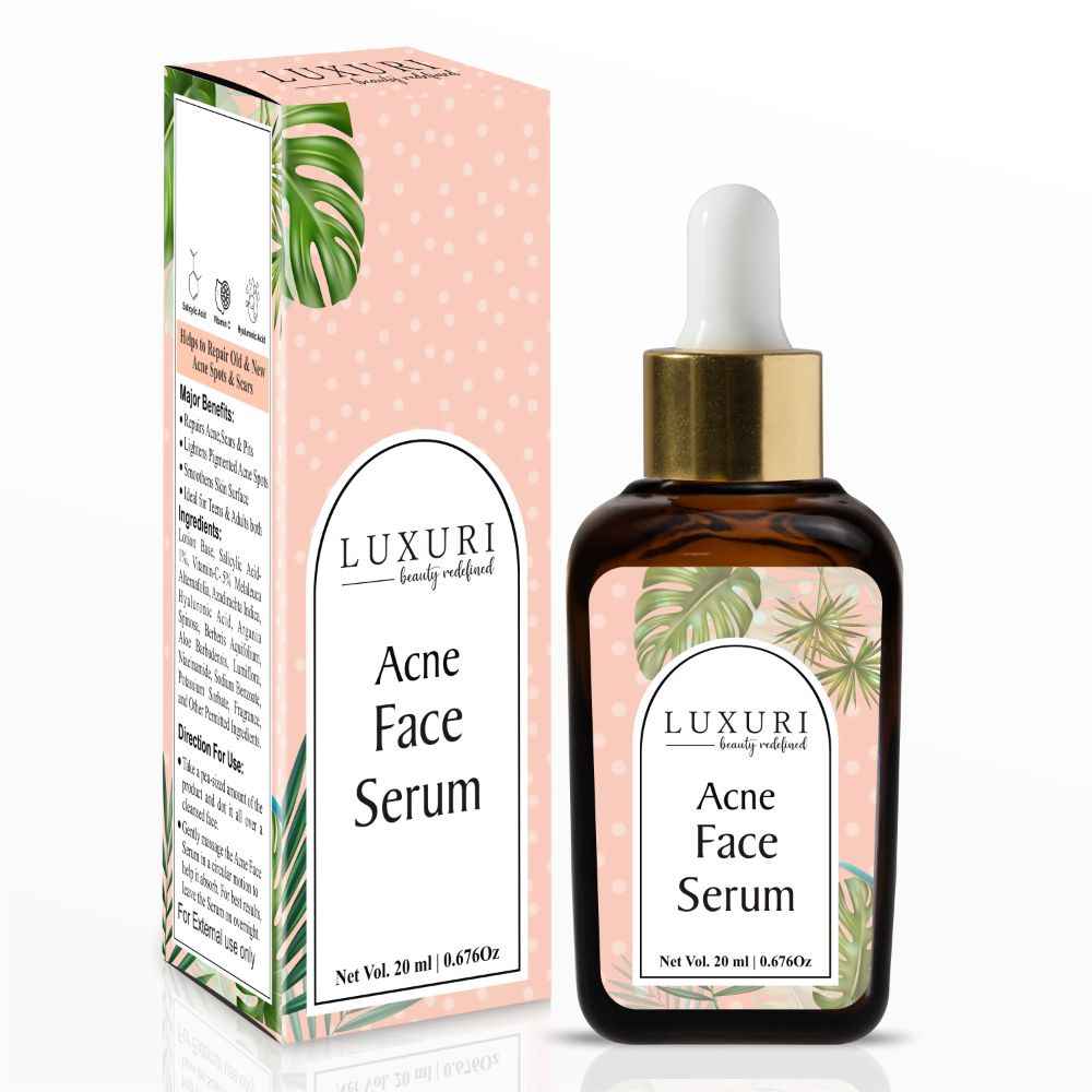 Buy LUXURI Serum For Acne, Pimples, Blackheads & Open Pores | Reduces Excess Oil & Bumpy Texture | BHA Based Exfoliant for Acne Prone or Oily Skin With Salicylic Acid & Vitamin C | 20 ml - Purplle
