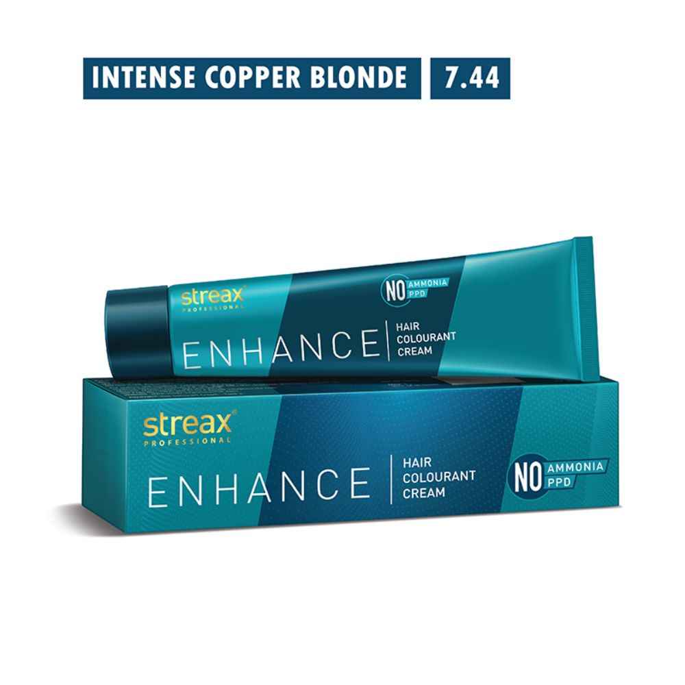 Buy Streax Professional Enhance Hair Colourant - Intense Copper Blonde 7.44 (90g) - Purplle